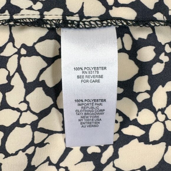 T Tahari Everyday Pull-On Flowy Skirt SzM Black Cream Floral Print Elastic Waist - Picture 5 of 7